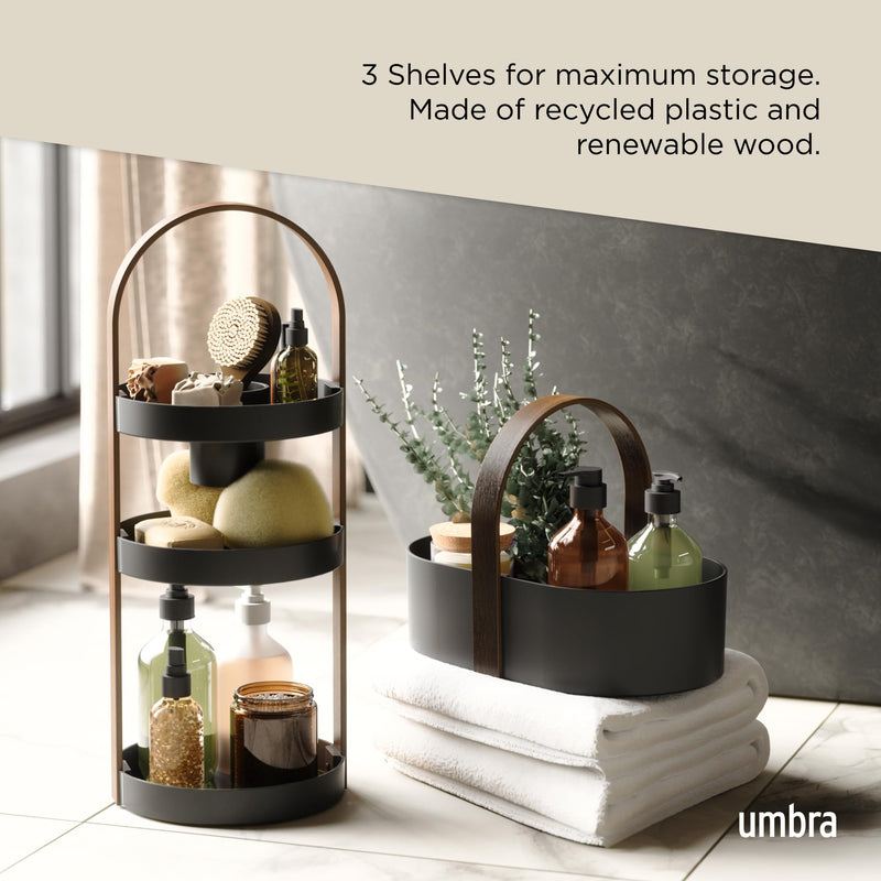 UMBRA - Bellwood Cosmetic Organizer | Makeup and Toiletry Storage Countertop Stand Home & Kitchen Black - Walnut