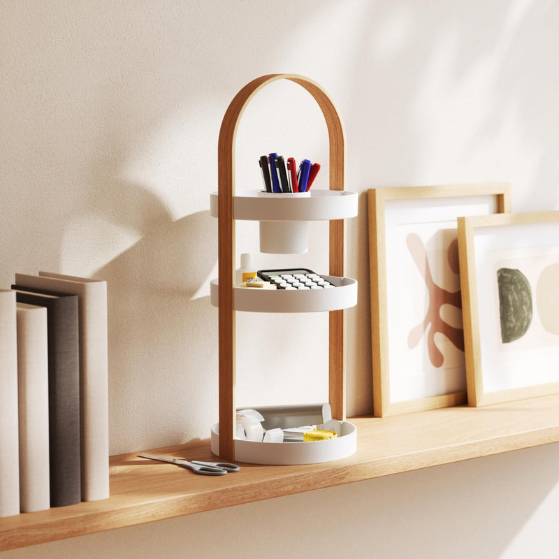 UMBRA - Bellwood Cosmetic Organizer | Makeup and Toiletry Storage Countertop Stand Home & Kitchen White - Natural