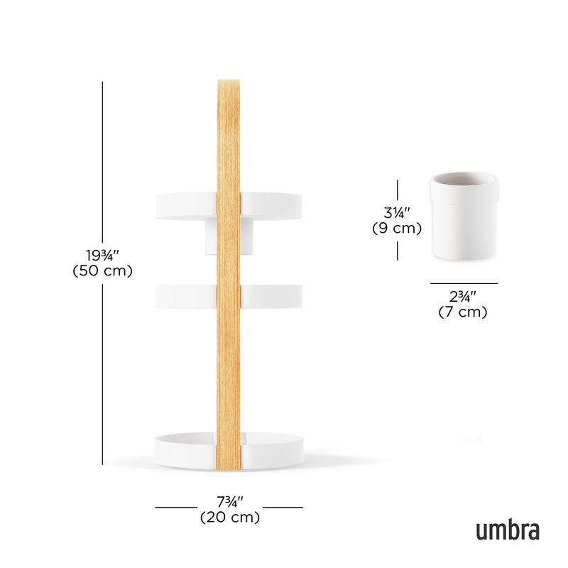 UMBRA - Bellwood Cosmetic Organizer | Makeup and Toiletry Storage Countertop Stand Home & Kitchen White - Natural