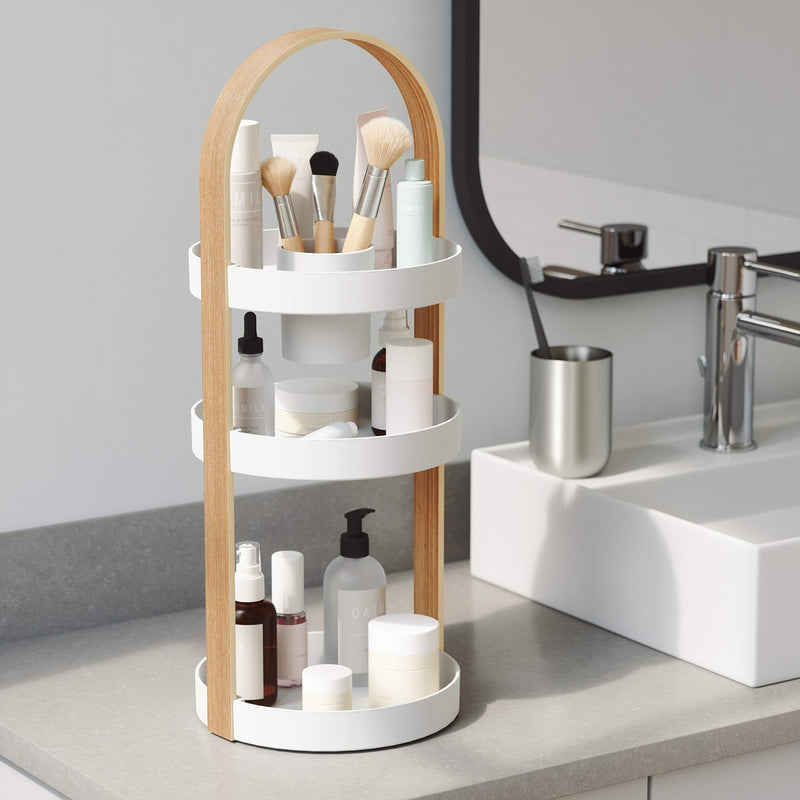 UMBRA - Bellwood Cosmetic Organizer | Makeup and Toiletry Storage Countertop Stand Home & Kitchen White - Natural