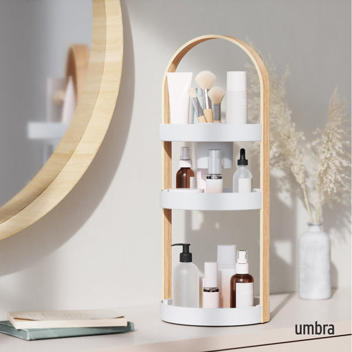 UMBRA - Bellwood Cosmetic Organizer | Makeup and Toiletry Storage Countertop Stand Home & Kitchen White - Natural