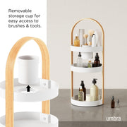 UMBRA - Bellwood Cosmetic Organizer | Makeup and Toiletry Storage Countertop Stand Home & Kitchen White - Natural