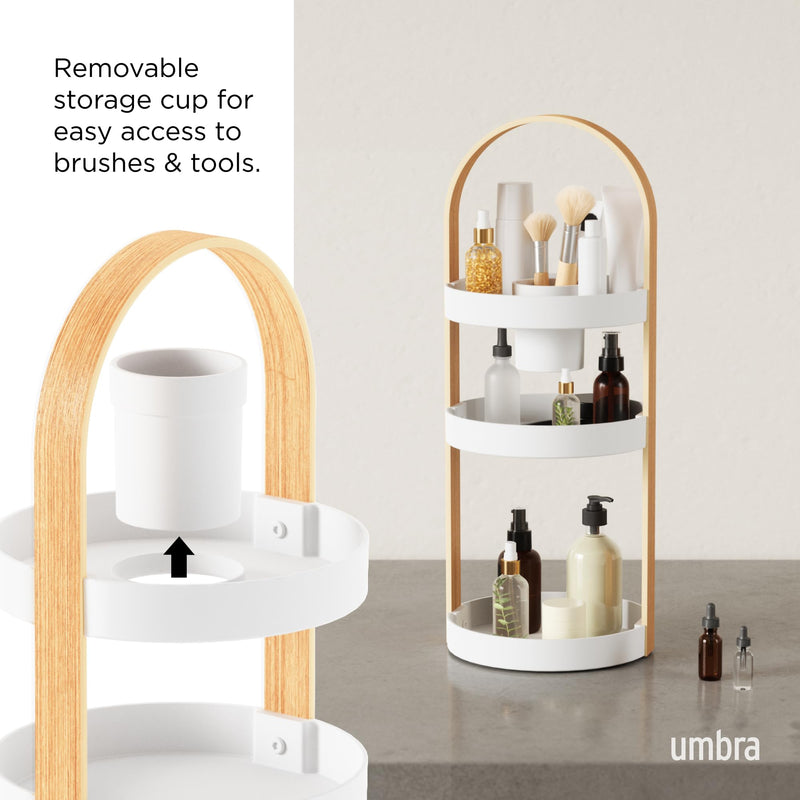 UMBRA - Bellwood Cosmetic Organizer | Makeup and Toiletry Storage Countertop Stand Home & Kitchen White - Natural