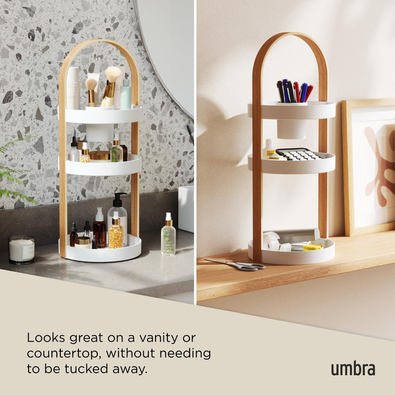 UMBRA - Bellwood Cosmetic Organizer | Makeup and Toiletry Storage Countertop Stand Home & Kitchen White - Natural