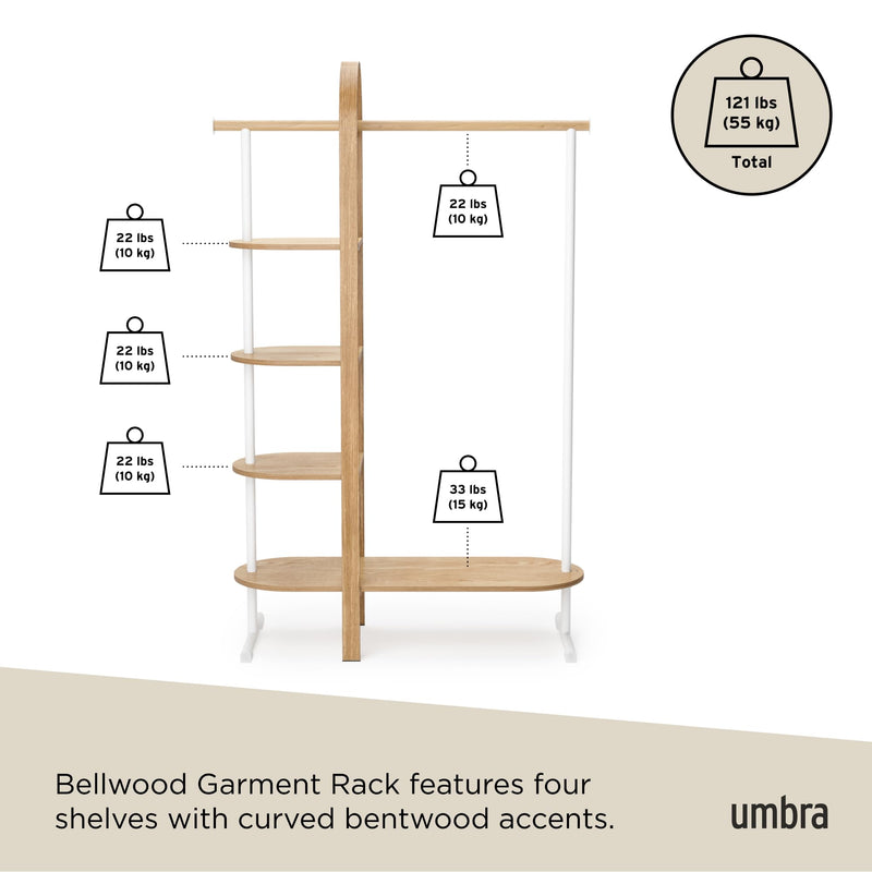 UMBRA - Bellwood Garment Rack | Freestanding Clothing Rack and Display Stand Home & Kitchen White - Natural