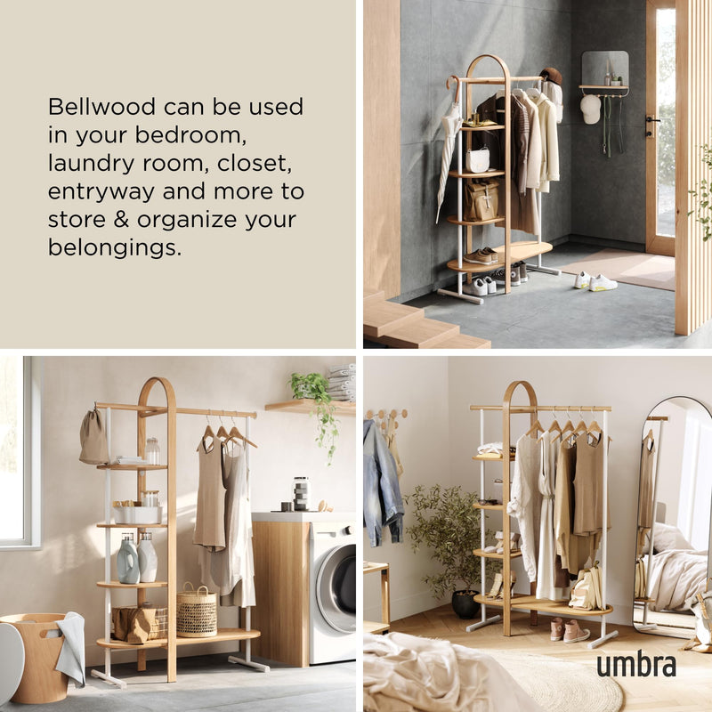 UMBRA - Bellwood Garment Rack | Freestanding Clothing Rack and Display Stand Home & Kitchen White - Natural