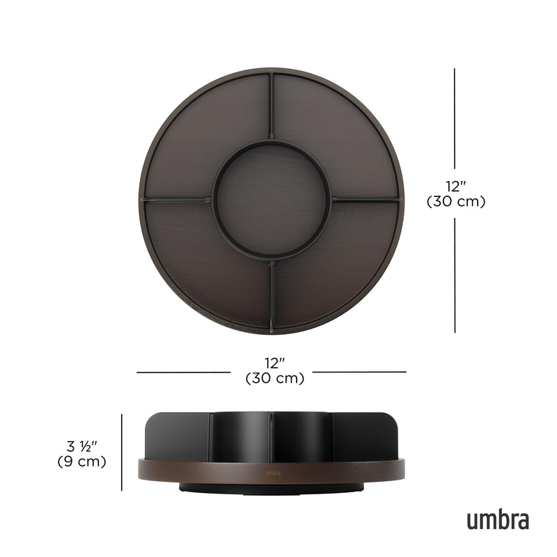 UMBRA - Bellwood Lazy Susan | Rotating Wood Serving Tray and Tabletop Organizer Home & Kitchen Black/Walnut