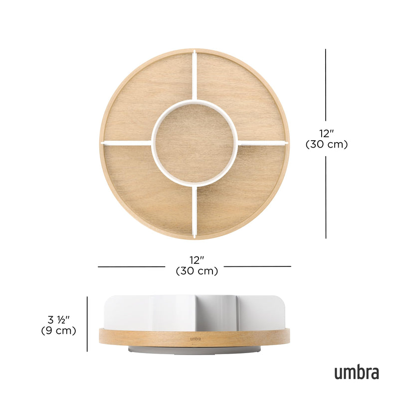 UMBRA - Bellwood Lazy Susan | Rotating Wood Serving Tray and Tabletop Organizer Home & Kitchen White/Natural