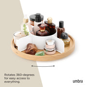 UMBRA - Bellwood Lazy Susan | Rotating Wood Serving Tray and Tabletop Organizer Home & Kitchen White/Natural