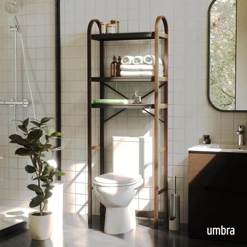 UMBRA - Bellwood Over the Toilet Shelf | Bathroom Space - Saving Storage Organizer Home & Kitchen Black - Walnut