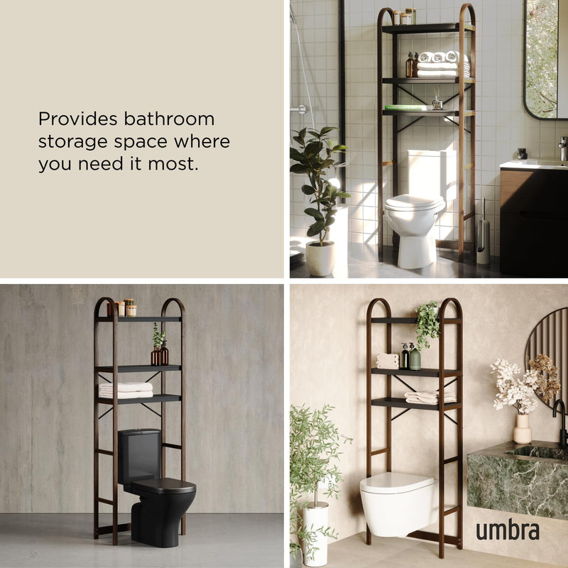 UMBRA - Bellwood Over the Toilet Shelf | Bathroom Space - Saving Storage Organizer Home & Kitchen Black - Walnut
