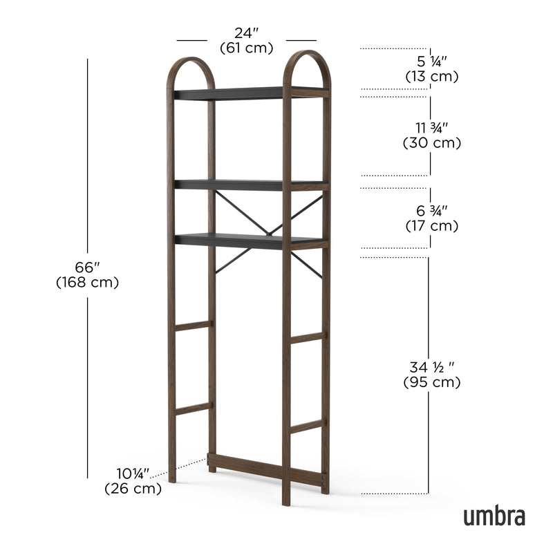 UMBRA - Bellwood Over the Toilet Shelf | Bathroom Space - Saving Storage Organizer Home & Kitchen Black - Walnut