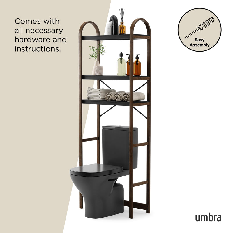 UMBRA - Bellwood Over the Toilet Shelf | Bathroom Space - Saving Storage Organizer Home & Kitchen Black - Walnut