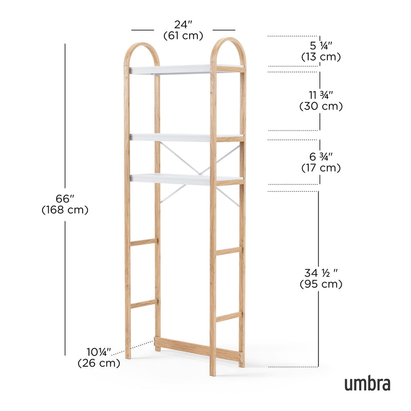 UMBRA - Bellwood Over the Toilet Shelf | Bathroom Space - Saving Storage Organizer Home & Kitchen White - Natural