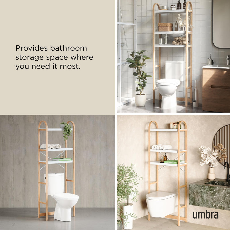 UMBRA - Bellwood Over the Toilet Shelf | Bathroom Space - Saving Storage Organizer Home & Kitchen White - Natural