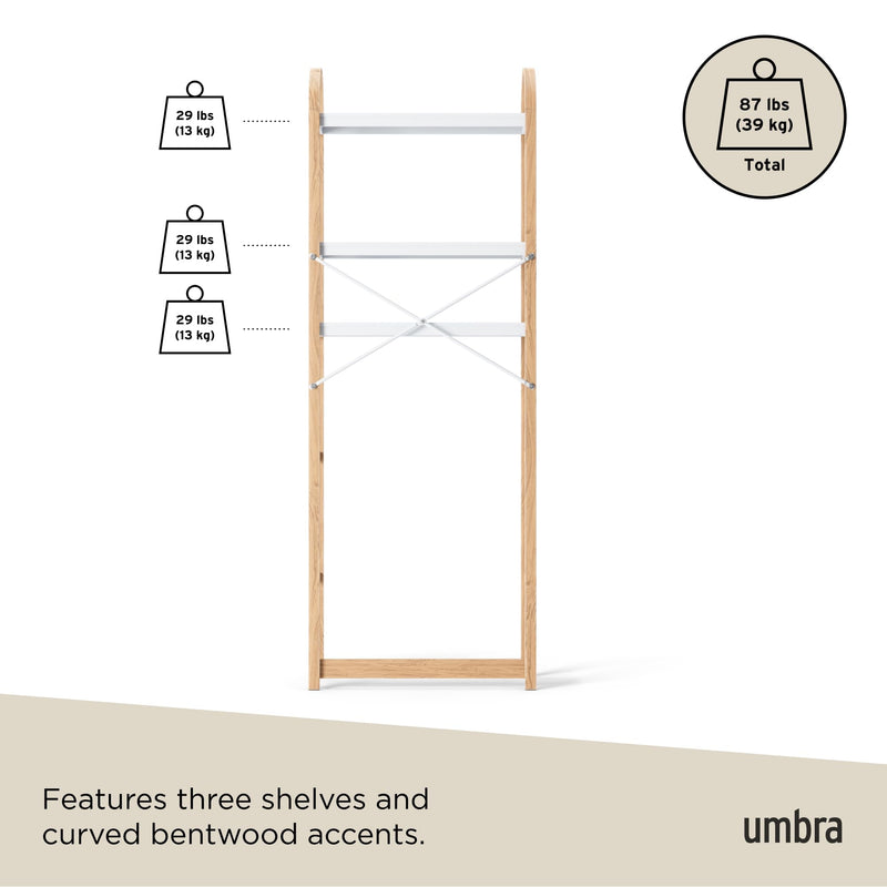 UMBRA - Bellwood Over the Toilet Shelf | Bathroom Space - Saving Storage Organizer Home & Kitchen White - Natural