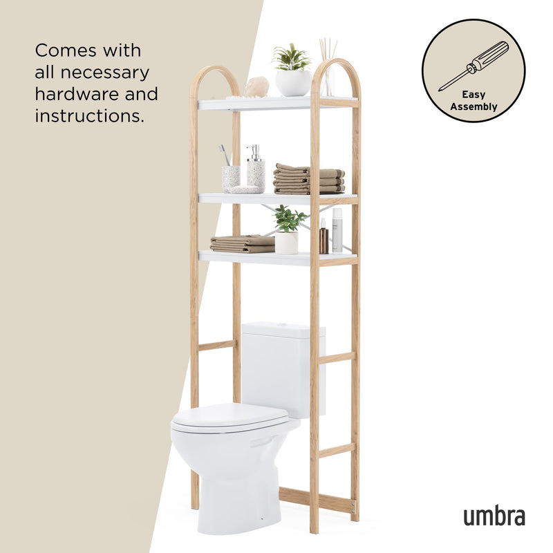 UMBRA - Bellwood Over the Toilet Shelf | Bathroom Space - Saving Storage Organizer Home & Kitchen White - Natural