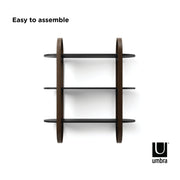 UMBRA - Bellwood Wall Shelf | Wooden Modern Design Home & Kitchen Black - Walnut
