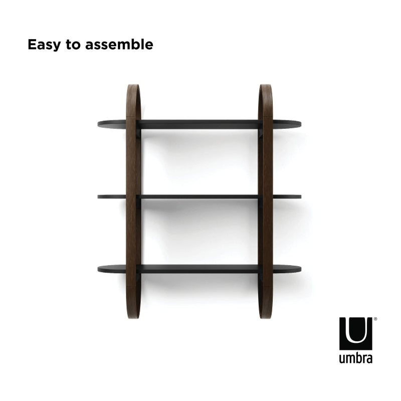 UMBRA - Bellwood Wall Shelf | Wooden Modern Design Home & Kitchen Black - Walnut