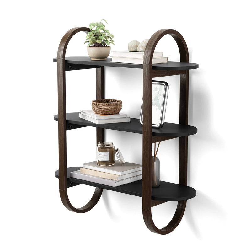 UMBRA - Bellwood Wall Shelf | Wooden Modern Design Home & Kitchen Black - Walnut