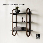 UMBRA - Bellwood Wall Shelf | Wooden Modern Design Home & Kitchen Black - Walnut