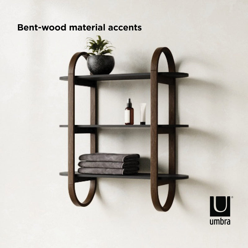 UMBRA - Bellwood Wall Shelf | Wooden Modern Design Home & Kitchen Black - Walnut