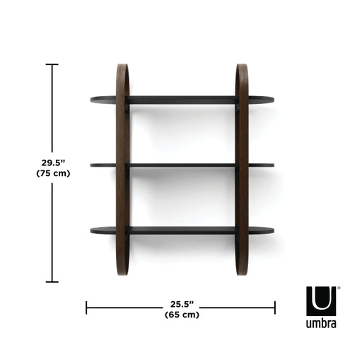 UMBRA - Bellwood Wall Shelf | Wooden Modern Design Home & Kitchen Black - Walnut