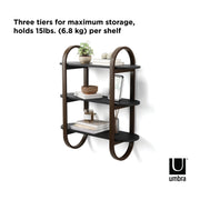 UMBRA - Bellwood Wall Shelf | Wooden Modern Design Home & Kitchen Black - Walnut