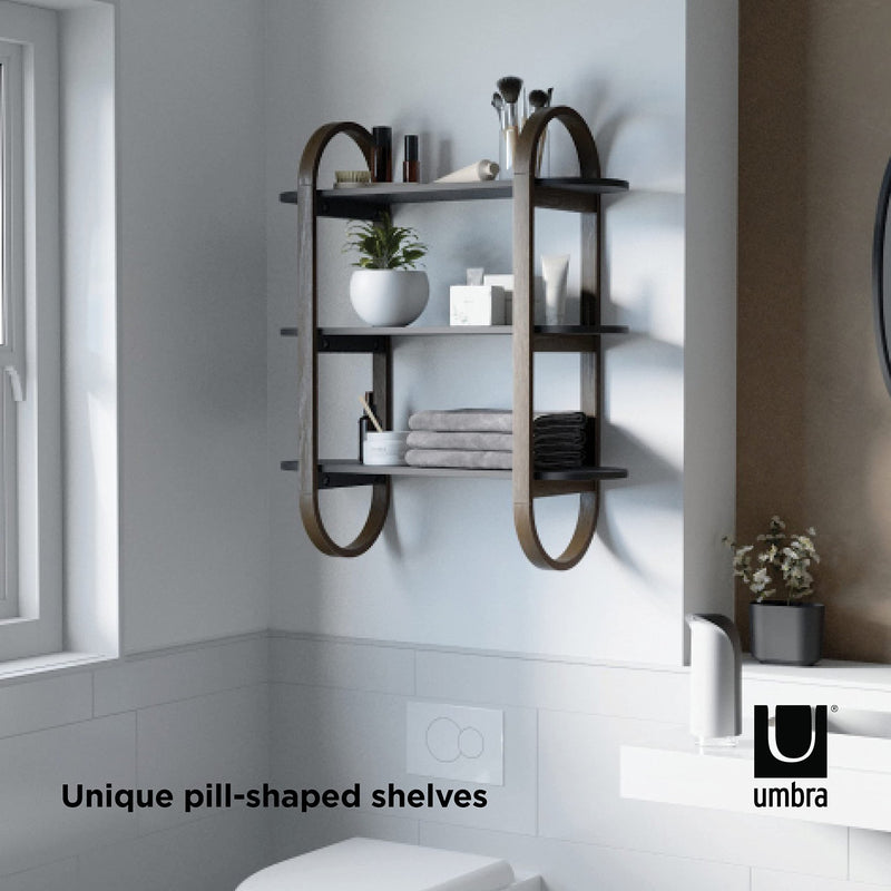 UMBRA - Bellwood Wall Shelf | Wooden Modern Design Home & Kitchen Black - Walnut