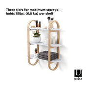 UMBRA - Bellwood Wall Shelf | Wooden Modern Design Home & Kitchen White - Natural