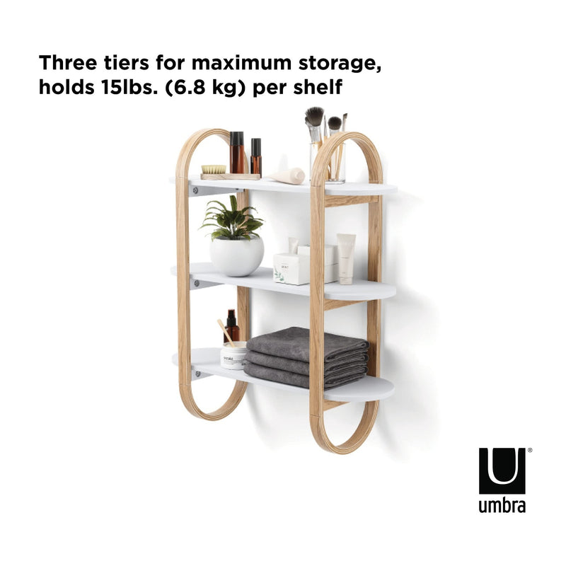 UMBRA - Bellwood Wall Shelf | Wooden Modern Design Home & Kitchen White - Natural