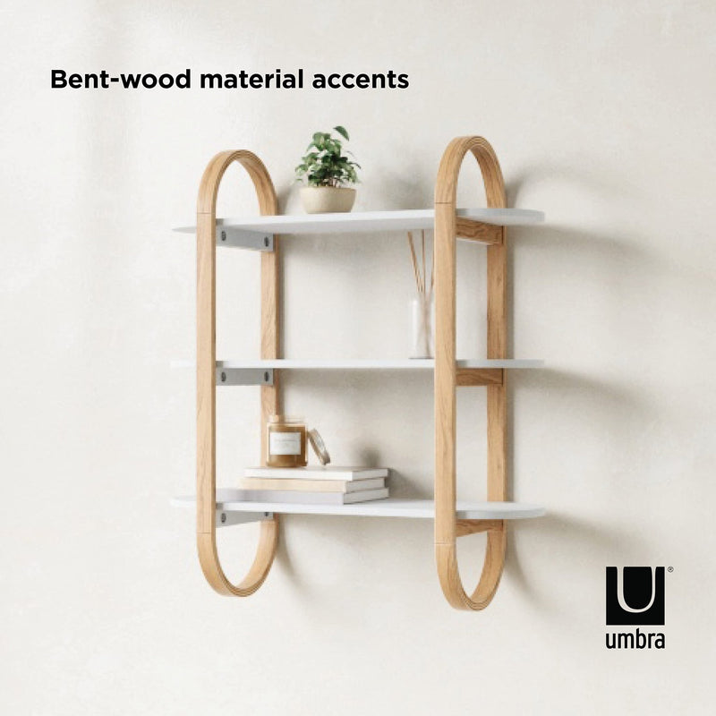 UMBRA - Bellwood Wall Shelf | Wooden Modern Design Home & Kitchen White - Natural