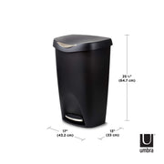 UMBRA - Brim Step On Trash Can | Hands - Free Pedal Kitchen & Bathroom Waste Bin Home & Kitchen Black