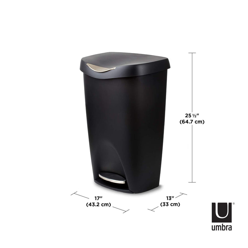 UMBRA - Brim Step On Trash Can | Hands - Free Pedal Kitchen & Bathroom Waste Bin Home & Kitchen Black