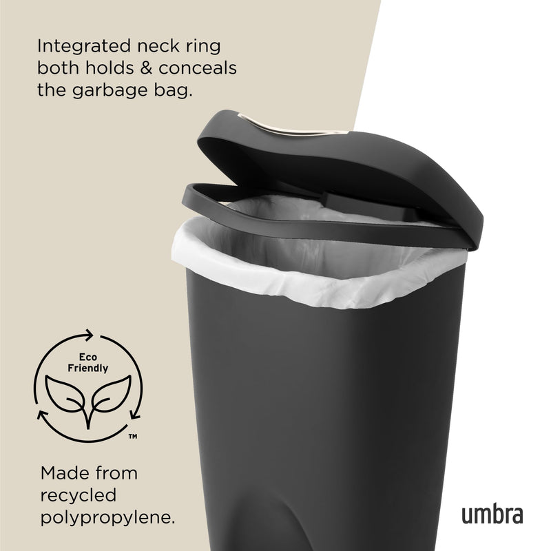 UMBRA - Brim Step On Trash Can | Hands - Free Pedal Kitchen & Bathroom Waste Bin Home & Kitchen Black