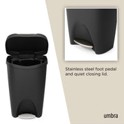 UMBRA - Brim Step On Trash Can | Hands - Free Pedal Kitchen & Bathroom Waste Bin Home & Kitchen Black