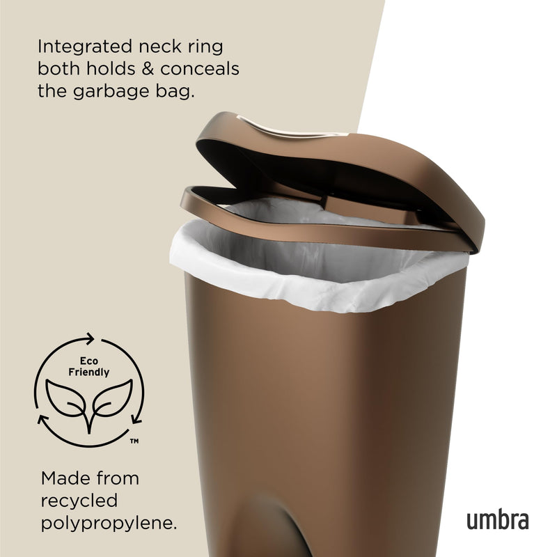 UMBRA - Brim Step On Trash Can | Hands - Free Pedal Kitchen & Bathroom Waste Bin Home & Kitchen Bronze