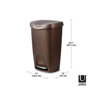 UMBRA - Brim Step On Trash Can | Hands - Free Pedal Kitchen & Bathroom Waste Bin Home & Kitchen Bronze