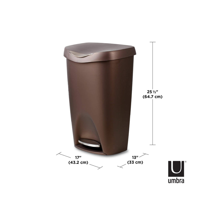 UMBRA - Brim Step On Trash Can | Hands - Free Pedal Kitchen & Bathroom Waste Bin Home & Kitchen Bronze