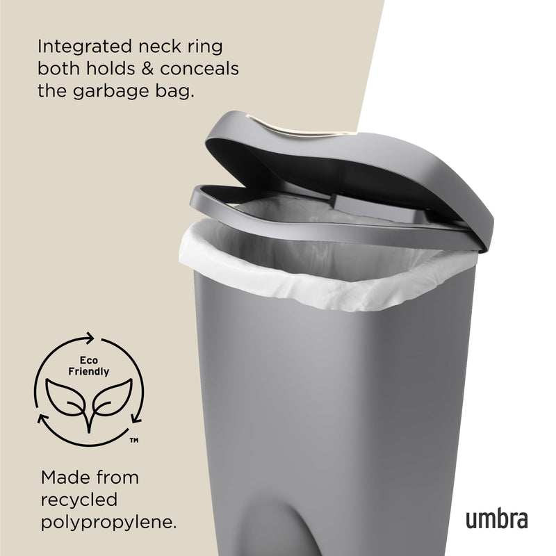 UMBRA - Brim Step On Trash Can | Hands - Free Pedal Kitchen & Bathroom Waste Bin Home & Kitchen Nickel