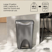 UMBRA - Brim Step On Trash Can | Hands - Free Pedal Kitchen & Bathroom Waste Bin Home & Kitchen Nickel