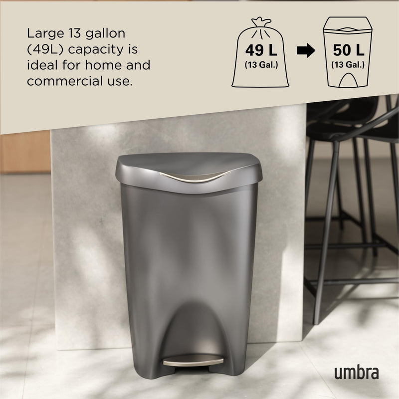 UMBRA - Brim Step On Trash Can | Hands - Free Pedal Kitchen & Bathroom Waste Bin Home & Kitchen Nickel