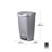 UMBRA - Brim Step On Trash Can | Hands - Free Pedal Kitchen & Bathroom Waste Bin Home & Kitchen Nickel