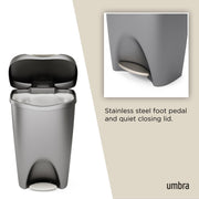 UMBRA - Brim Step On Trash Can | Hands - Free Pedal Kitchen & Bathroom Waste Bin Home & Kitchen Nickel