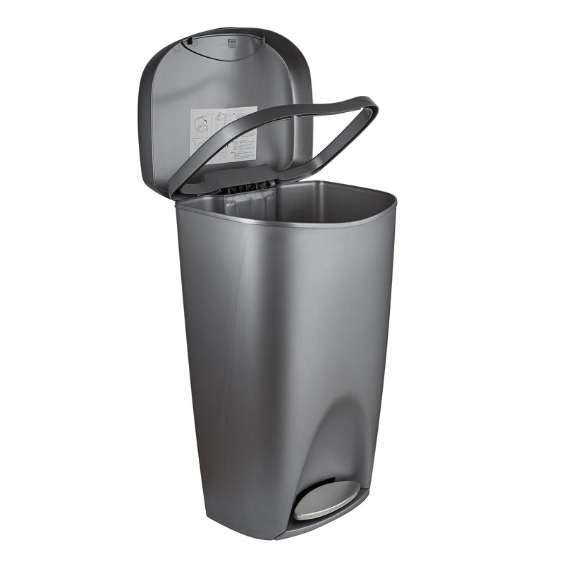 UMBRA - Brim Step On Trash Can | Hands - Free Pedal Kitchen & Bathroom Waste Bin Home & Kitchen Nickel