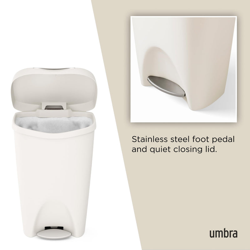 UMBRA - Brim Step On Trash Can | Hands - Free Pedal Kitchen & Bathroom Waste Bin Home & Kitchen Sand