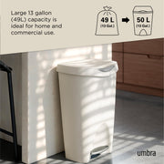 UMBRA - Brim Step On Trash Can | Hands - Free Pedal Kitchen & Bathroom Waste Bin Home & Kitchen Sand