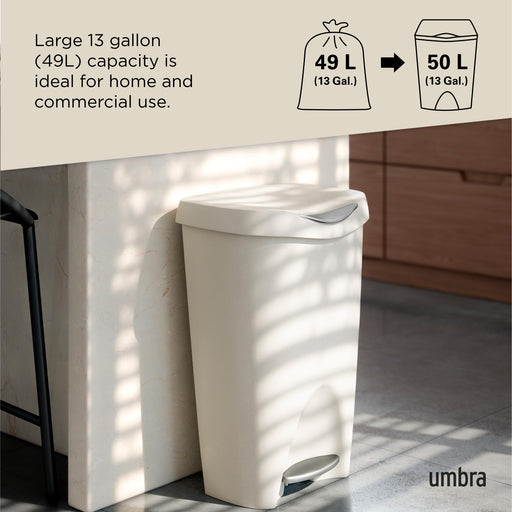 UMBRA - Brim Step On Trash Can | Hands - Free Pedal Kitchen & Bathroom Waste Bin Home & Kitchen Sand