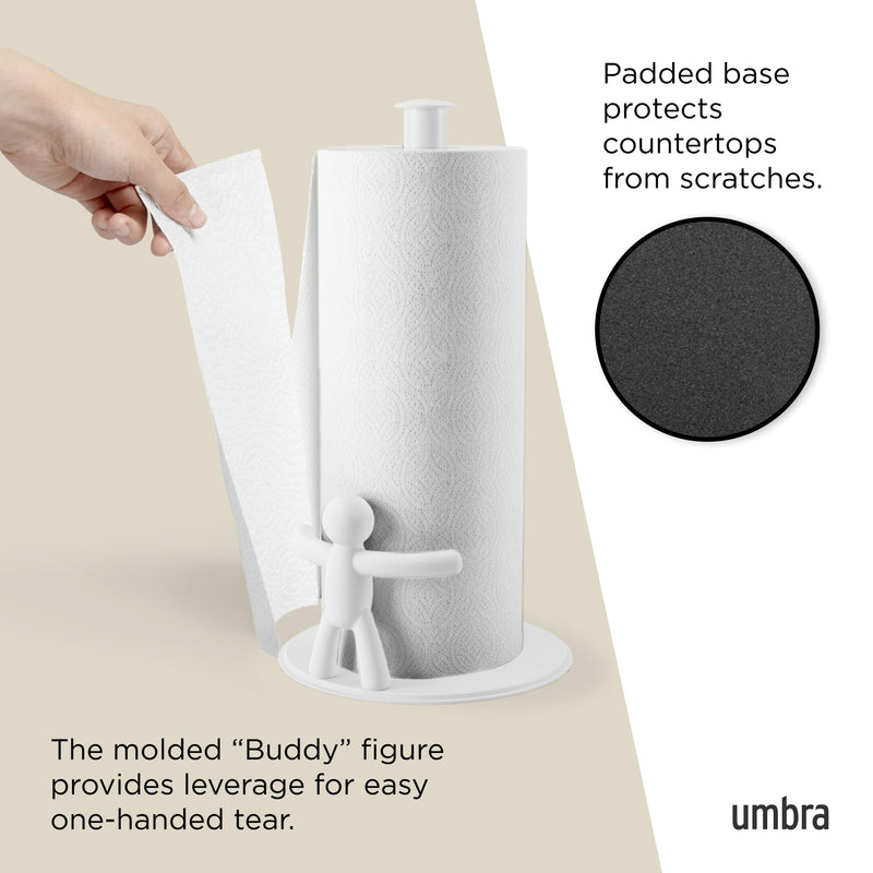 UMBRA - Buddy Paper Towel Holder | Countertop Kitchen Roll Dispenser & Organizer Home & Kitchen White