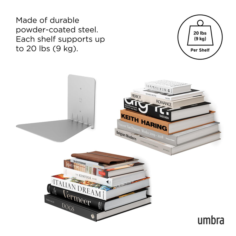 UMBRA - Conceal Shelves - Set of 3 | Minimal Floating Organizer Shelves for Home Home & Kitchen Large
